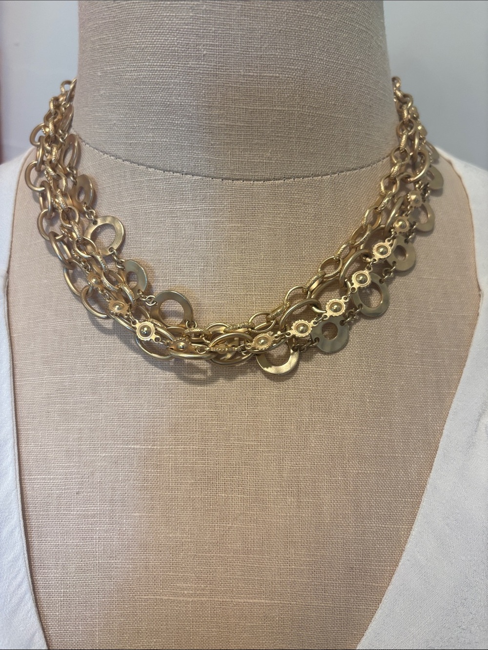 Multi-Layer Gold Disc Chain Necklace